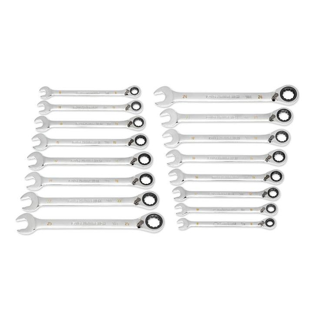 GEARWRENCH 86629 16 Piece 90-Tooth 12 Point Metric Reversible Ratcheting Wrench Set