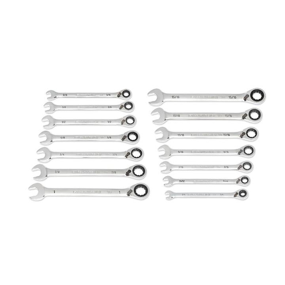 GEARWRENCH 86660 14 Piece 90-Tooth 12 Point SAE Reversible Ratcheting Wrench Set