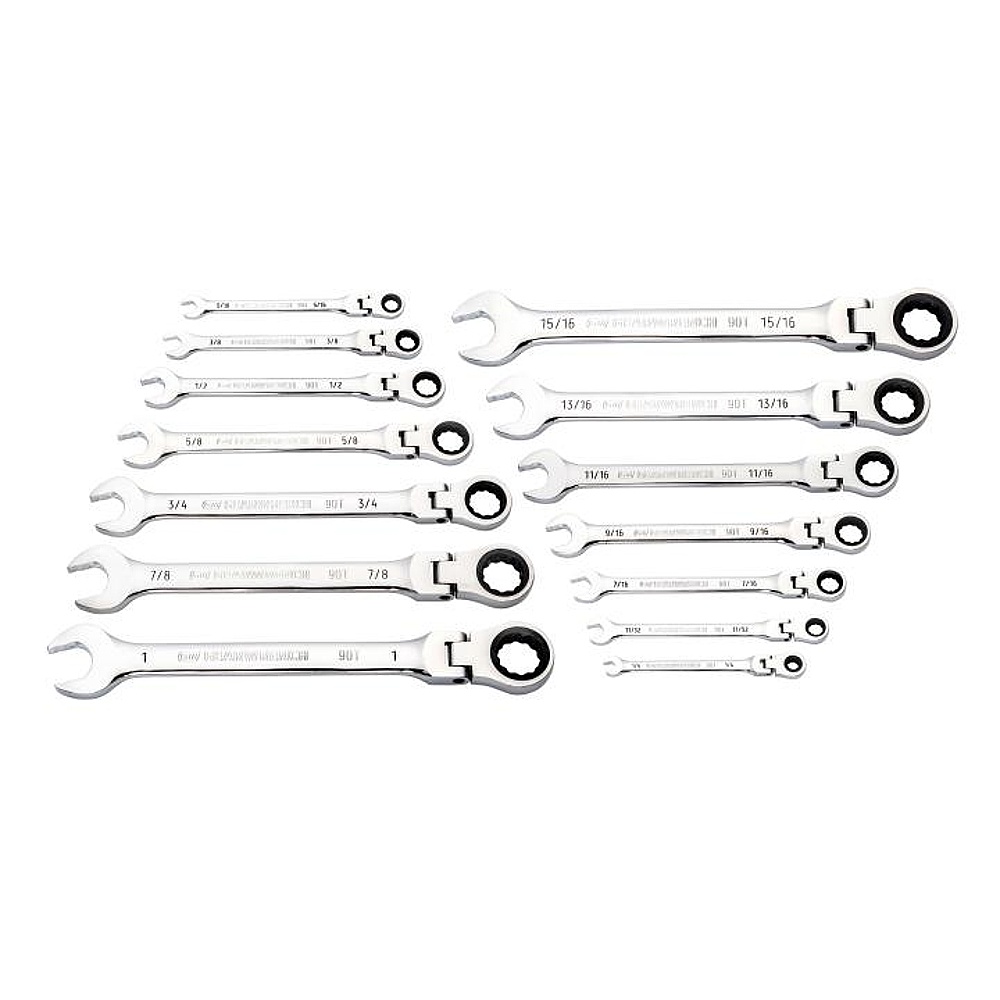 GEARWRENCH 86759 14 Piece 90-Tooth 12 Point Flex Ratcheting Combination SAE Wrench Set