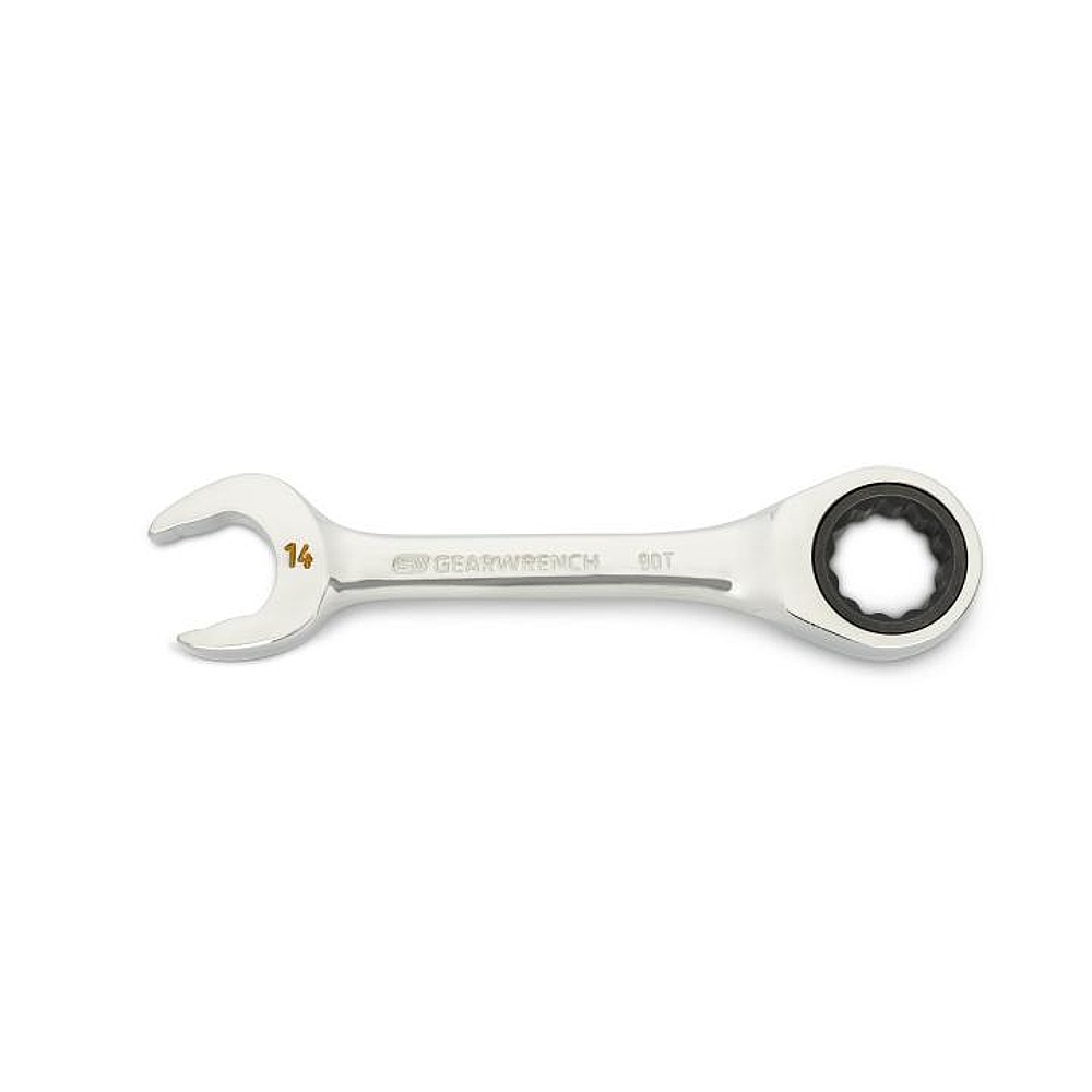 GEARWRENCH 86844 14mm 90-Tooth 12 Point Stubby Combination Ratcheting Wrench