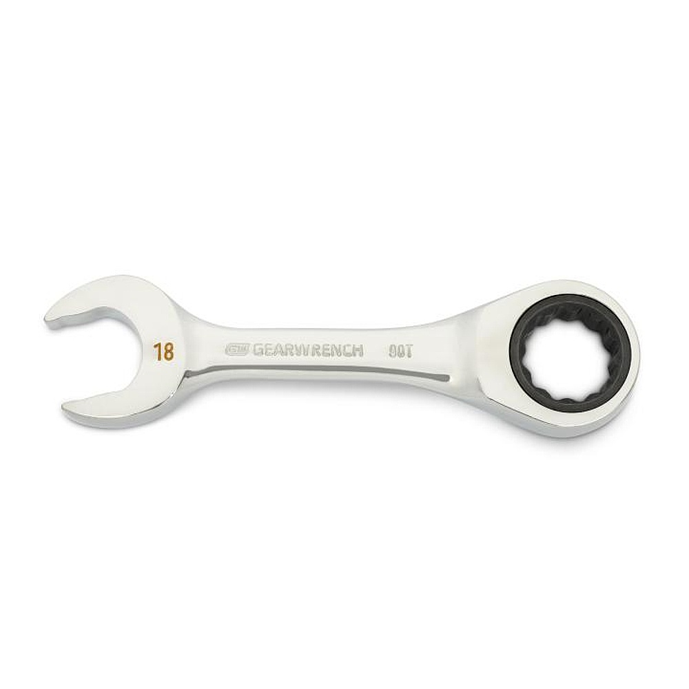 GEARWRENCH 86848 18mm 90-Tooth 12 Point Stubby Combination Ratcheting Wrench