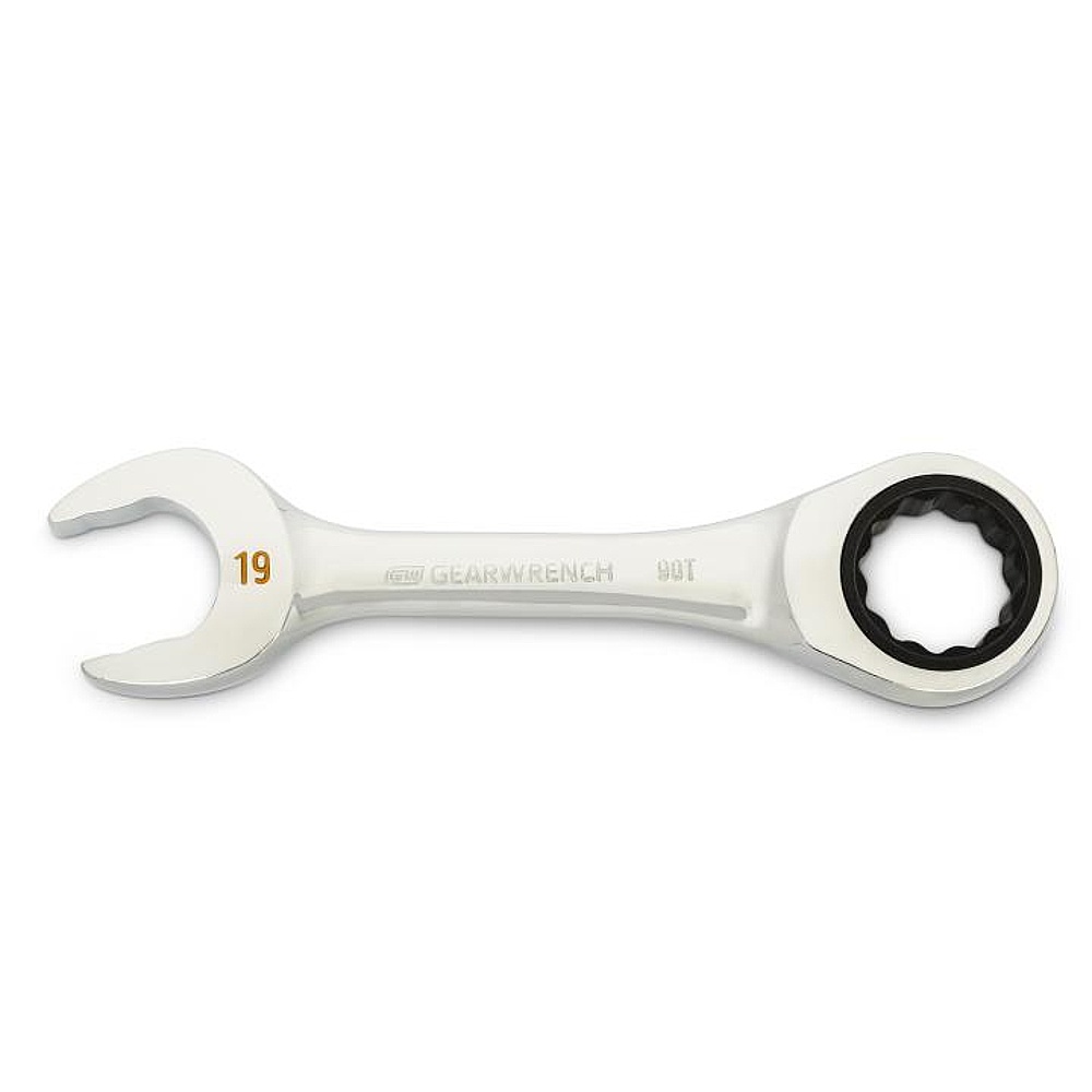 GEARWRENCH 86849 19mm 90-Tooth 12 Point Stubby Combination Ratcheting Wrench