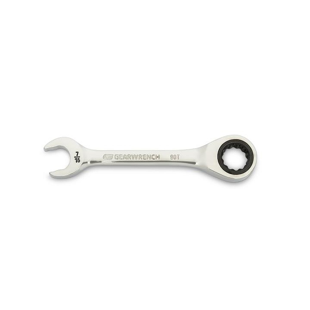 GEARWRENCH 86852 7/16" 90-Tooth 12 Point Stubby Combination Ratcheting Wrench