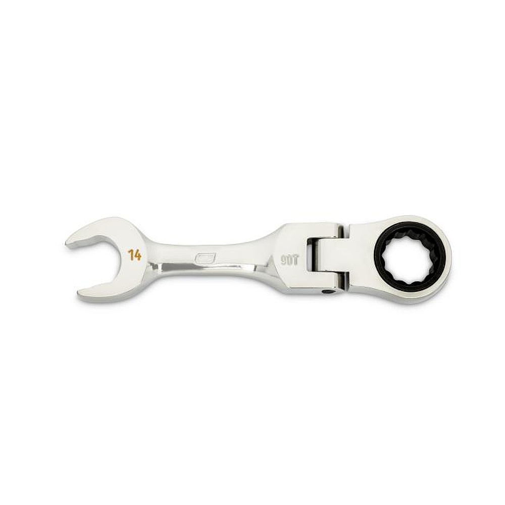 GEARWRENCH 86864 14mm 90-Tooth 12 Point Stubby Flex Combination Ratcheting Wrench