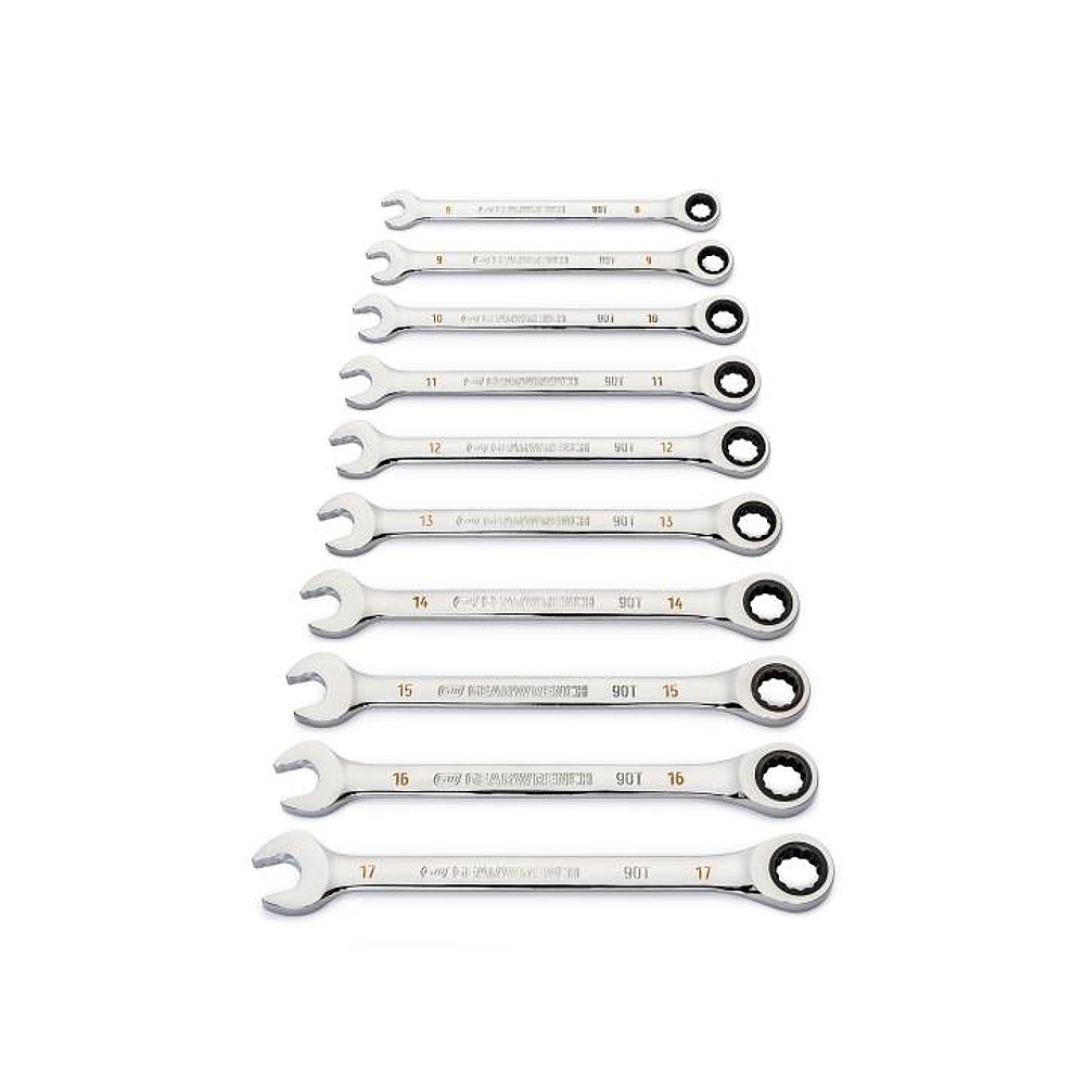 GEARWRENCH 86927 12 Piece 90-Tooth 12 Point Metric Combination Ratcheting Wrench Set