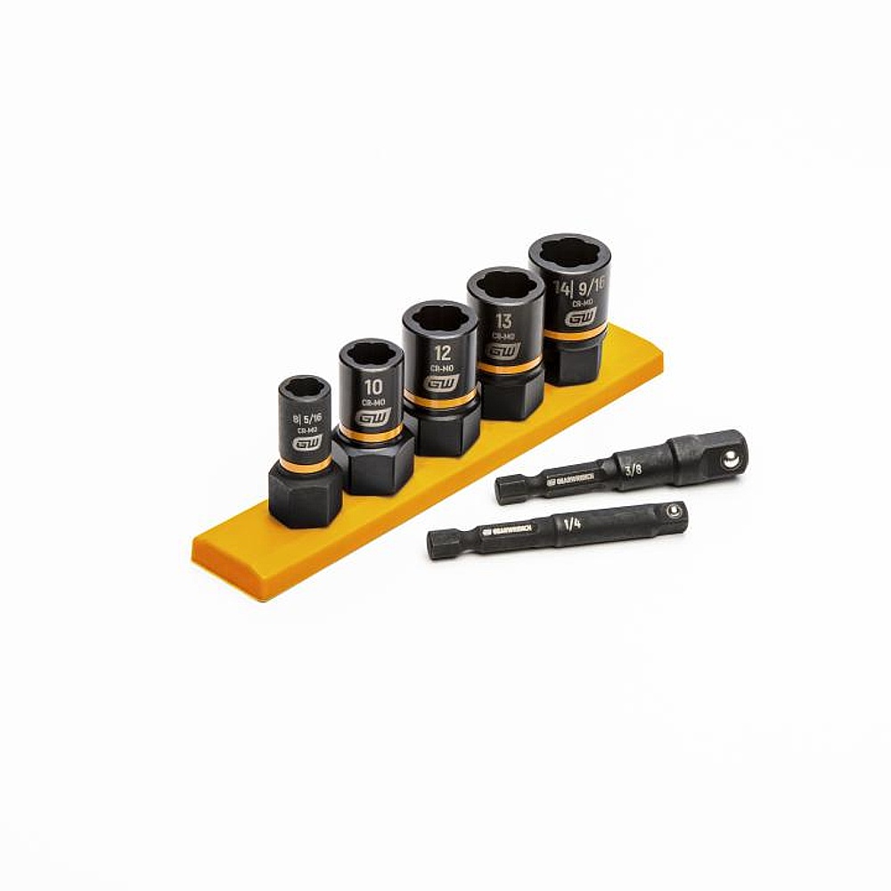 GEARWRENCH 87911 7 Piece 1/4" & 3/8" Drive Metric Bolt Biter™ Impact Extraction Socket Set