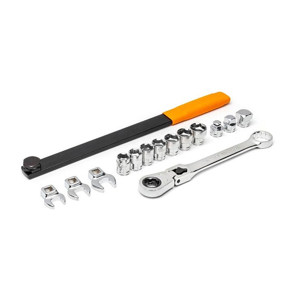 GEARWRENCH 89000 15 Piece Serpentine Belt Tool Set with Locking Flex Head Ratcheting Wrench