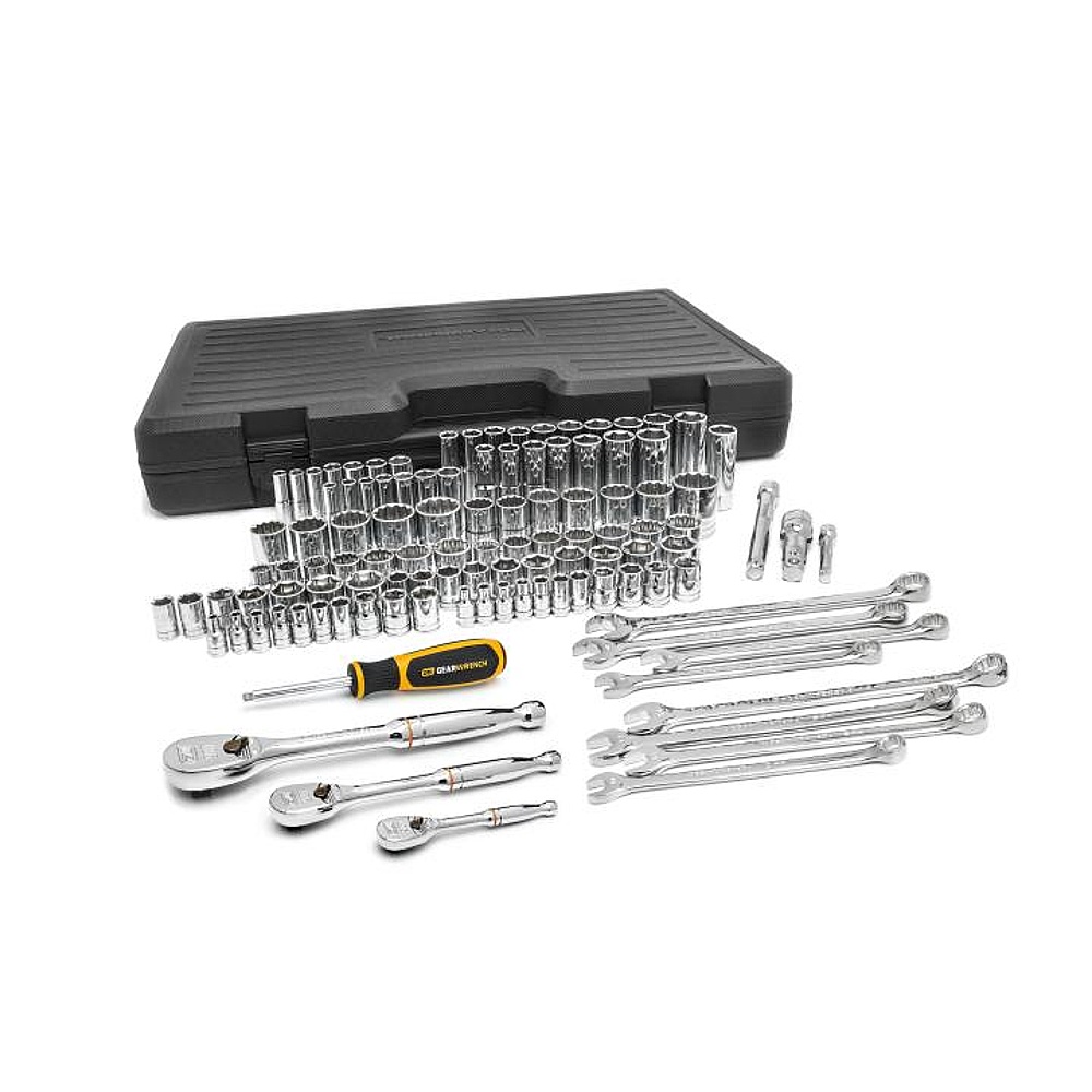 GEARWRENCH 89058 110 Piece 1/4", 3/8" & 1/2" Drive 6 & 12 Point Standard and Deep SAE/Metric Mechanics Tool Set