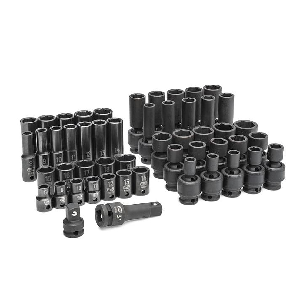 GEARWRENCH 89092 51 Piece 3/8" Drive 6 Point Metric Standard and Deep Impact Socket Set