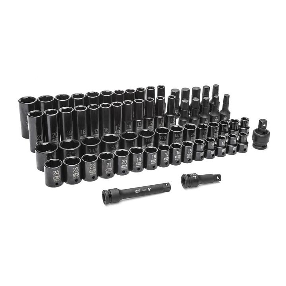 GEARWRENCH 89095 65 Piece 1/2" Drive 6 Point SAE/Metric Standard & Deep Master Impact Socket Set