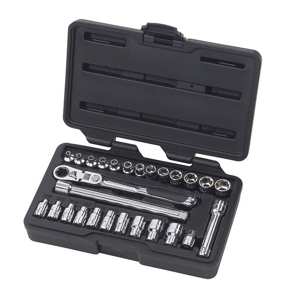 GEARWRENCH 891427 27 Piece 1/4" Drive Pass-Thru™ 6 Point Standard SAE/Metric Mechanics Tool Set