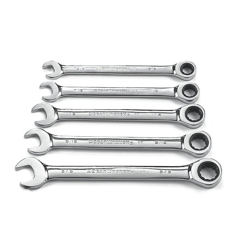 GEARWRENCH 93005 5 Piece 72-Tooth 12 Point Ratcheting Combination SAE Wrench Set