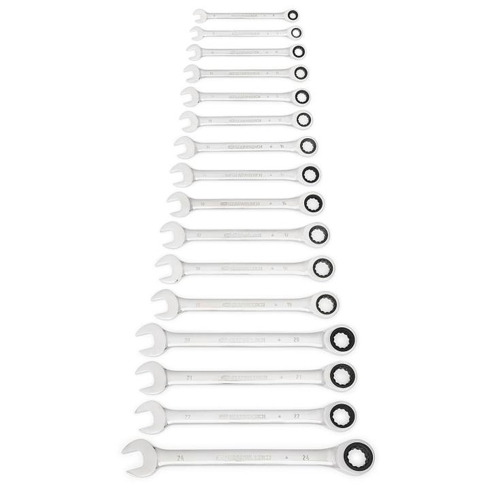 GEARWRENCH 9416 16 Piece 72-Tooth 12 Point Ratcheting Combination Metric Wrench Set