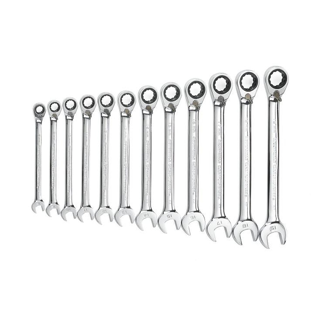GEARWRENCH 9620N 12 Piece 72-Tooth 12 Point Reversible Ratcheting Combination Metric Wrench Set