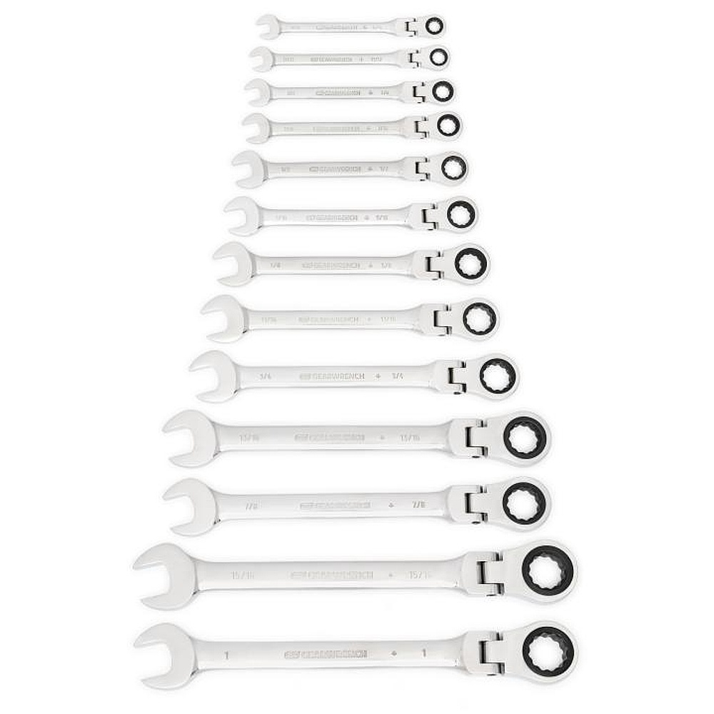 GEARWRENCH 9702D 13 Piece 72-Tooth 12 Point Flex Ratcheting Combination SAE Wrench Set