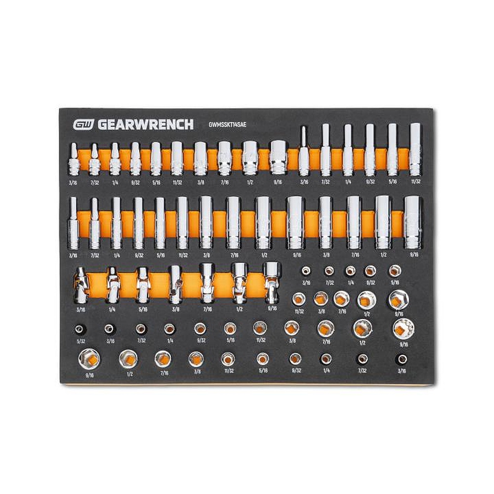 GEARWRENCH GWMSSKT14SAE 68 Piece 1/4” Drive Master SAE Socket Set in Foam Storage Tray