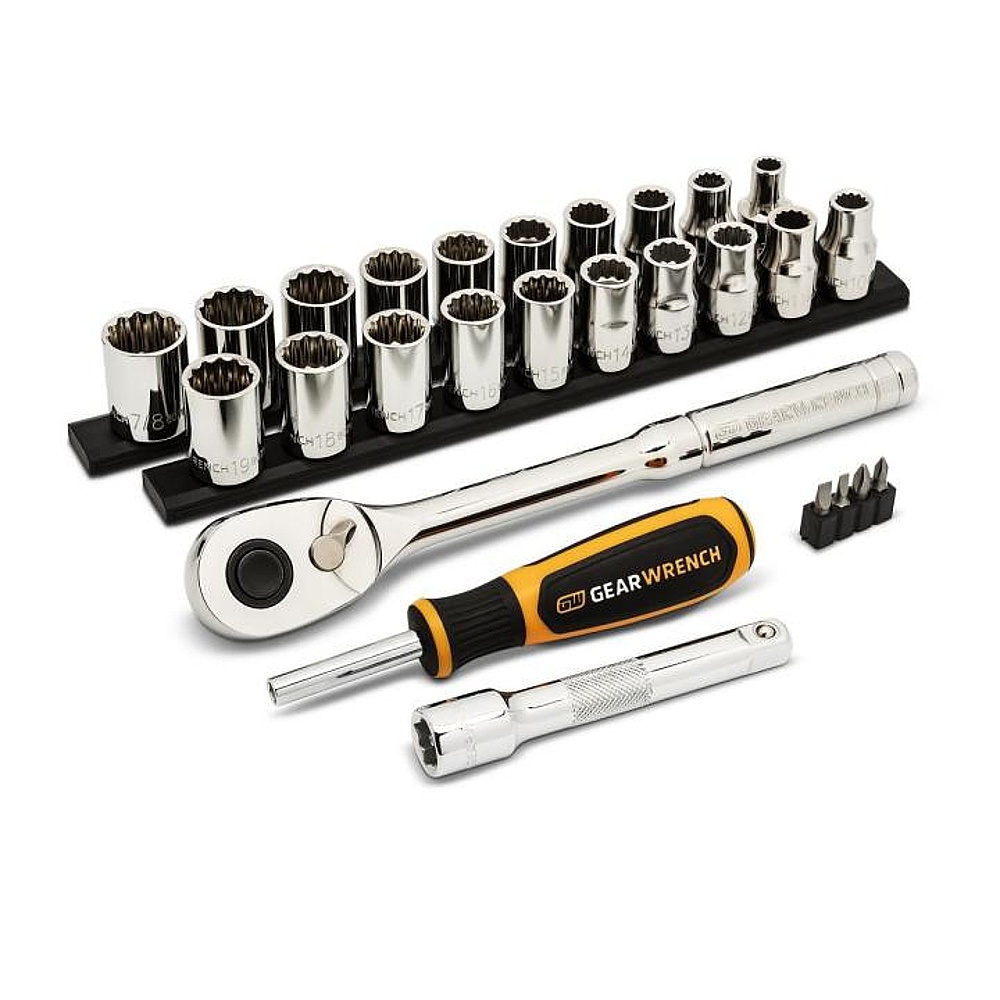 GEARWRENCH GWXSCBMTS12 27 Piece 1/2" SAE/Metric Mechanics Hand Tool Set