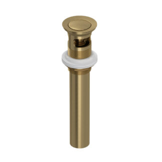 Rohl 0127DOFAG Lavatory Push Drain With Overflow - Antique Gold
