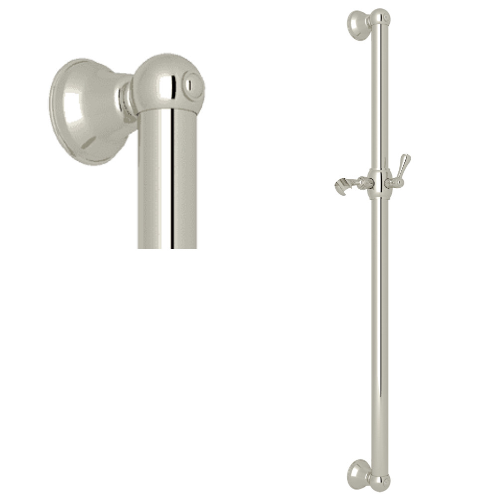 Rohl 1270PN 36" Grab Bar With Sliding Handshower Holder - Polished Nickel