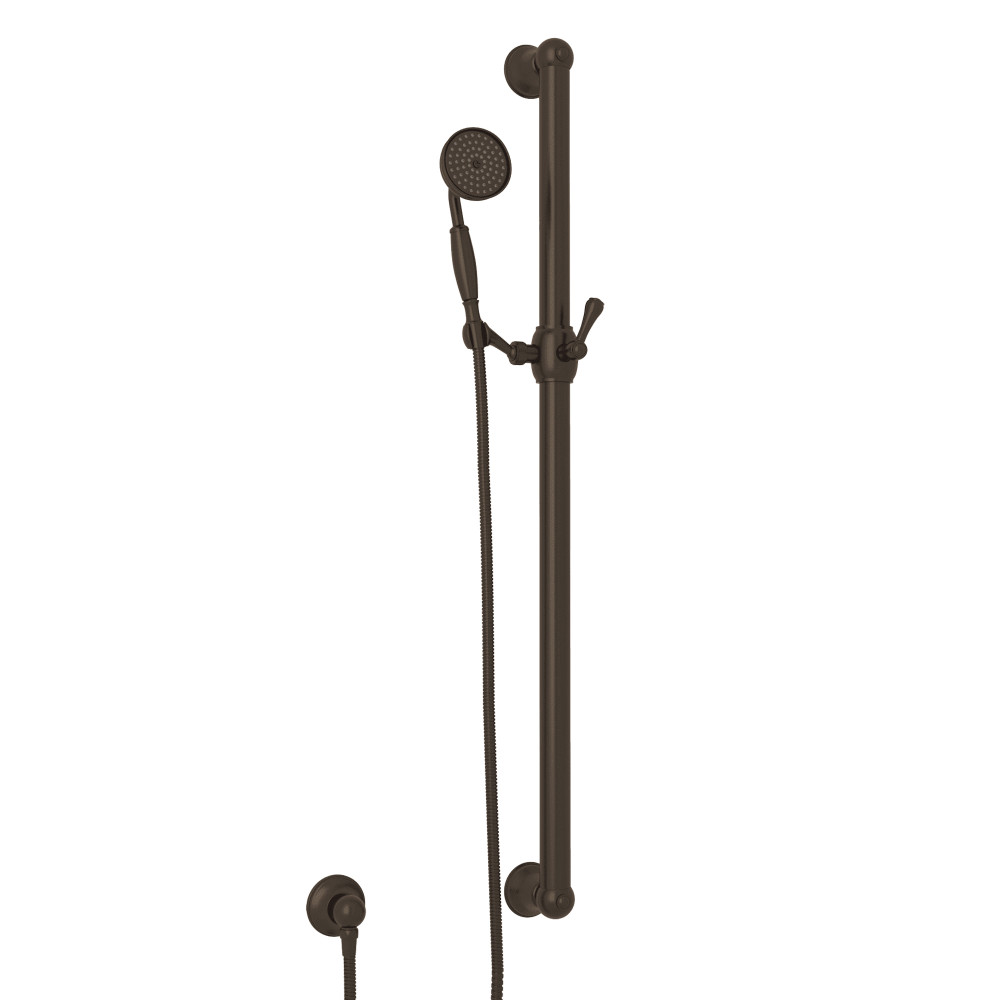 Rohl 1272ETCB Handshower Set With 39" Grab Bar and Single Function Handshower - Tuscan Brass