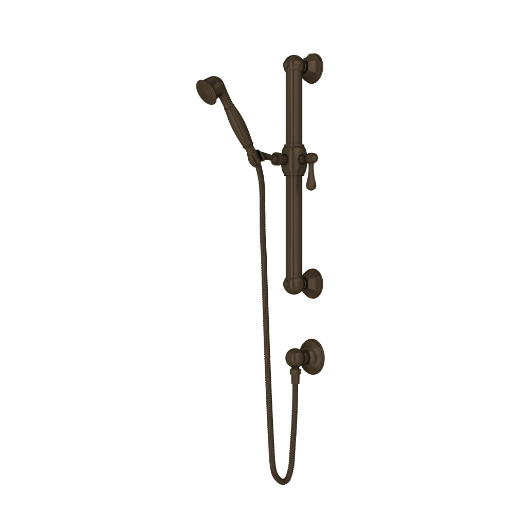 Rohl 1282TCB Handshower Set With 24" Grab Bar and Single Function Handshower - Tuscan Brass