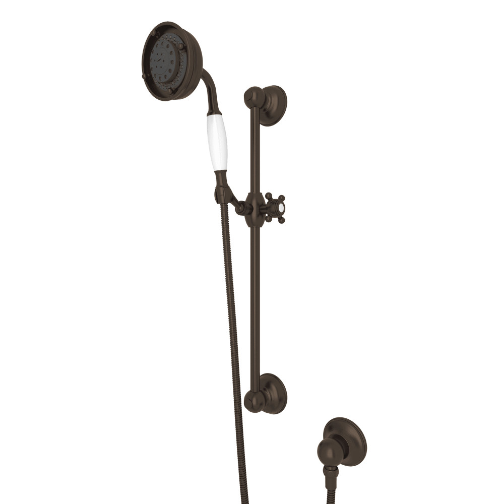 Rohl 1310TCB Handshower Set With 22" Slide Bar and 3-Function Handshower - Tuscan Brass