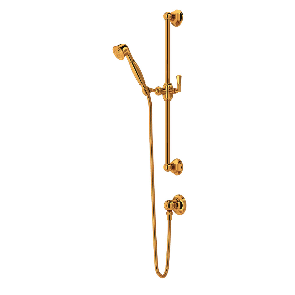 Rohl 1330IB Handshower Set With 24" Slide Bar and Single Function Handshower - Italian Brass