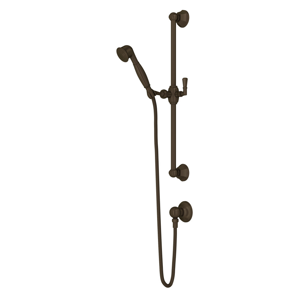 Rohl 1330TCB Handshower Set With 24" Slide Bar and Single Function Handshower - Tuscan Brass