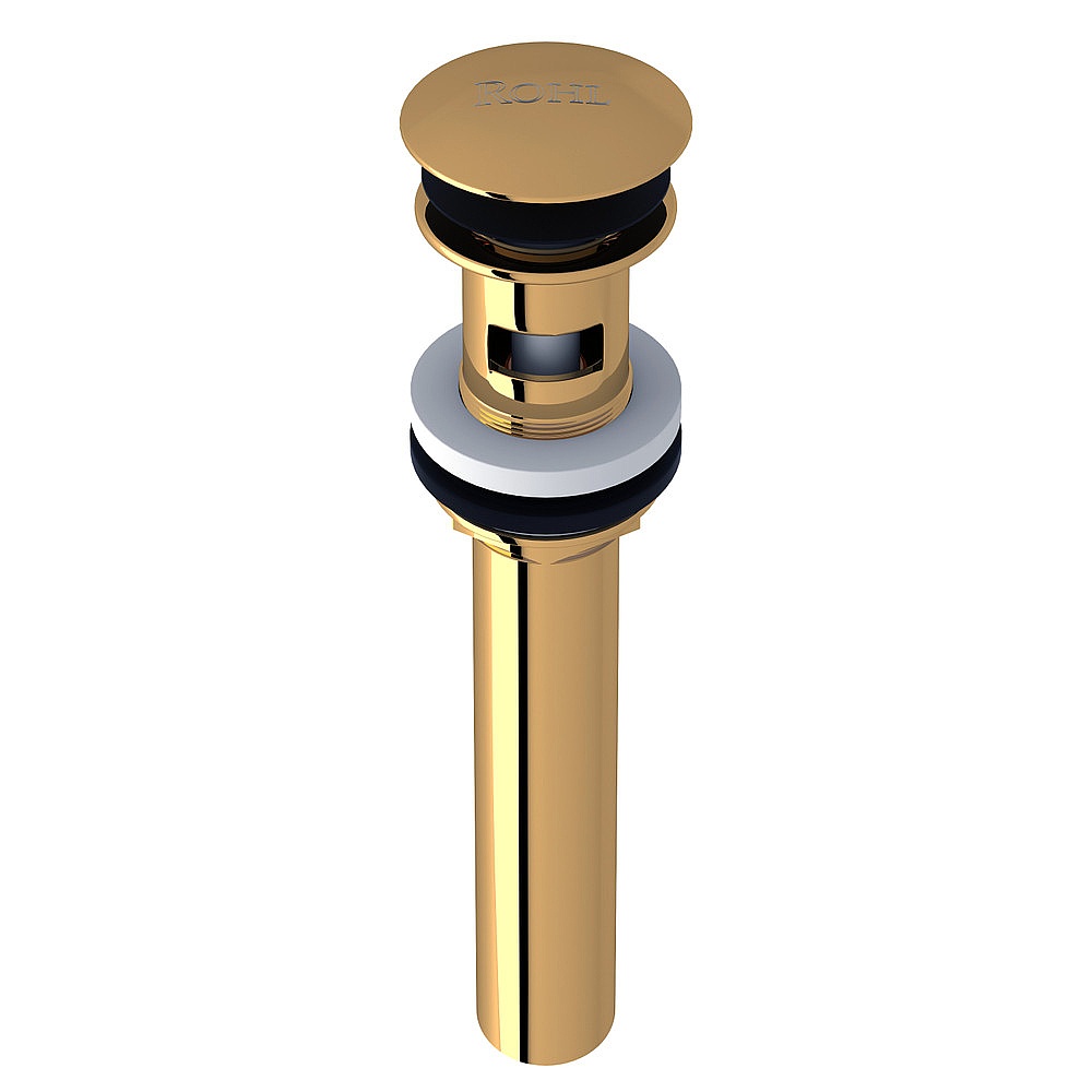 Rohl 5447ULB Lavatory Push Drain With Overflow - Unlacquered Brass