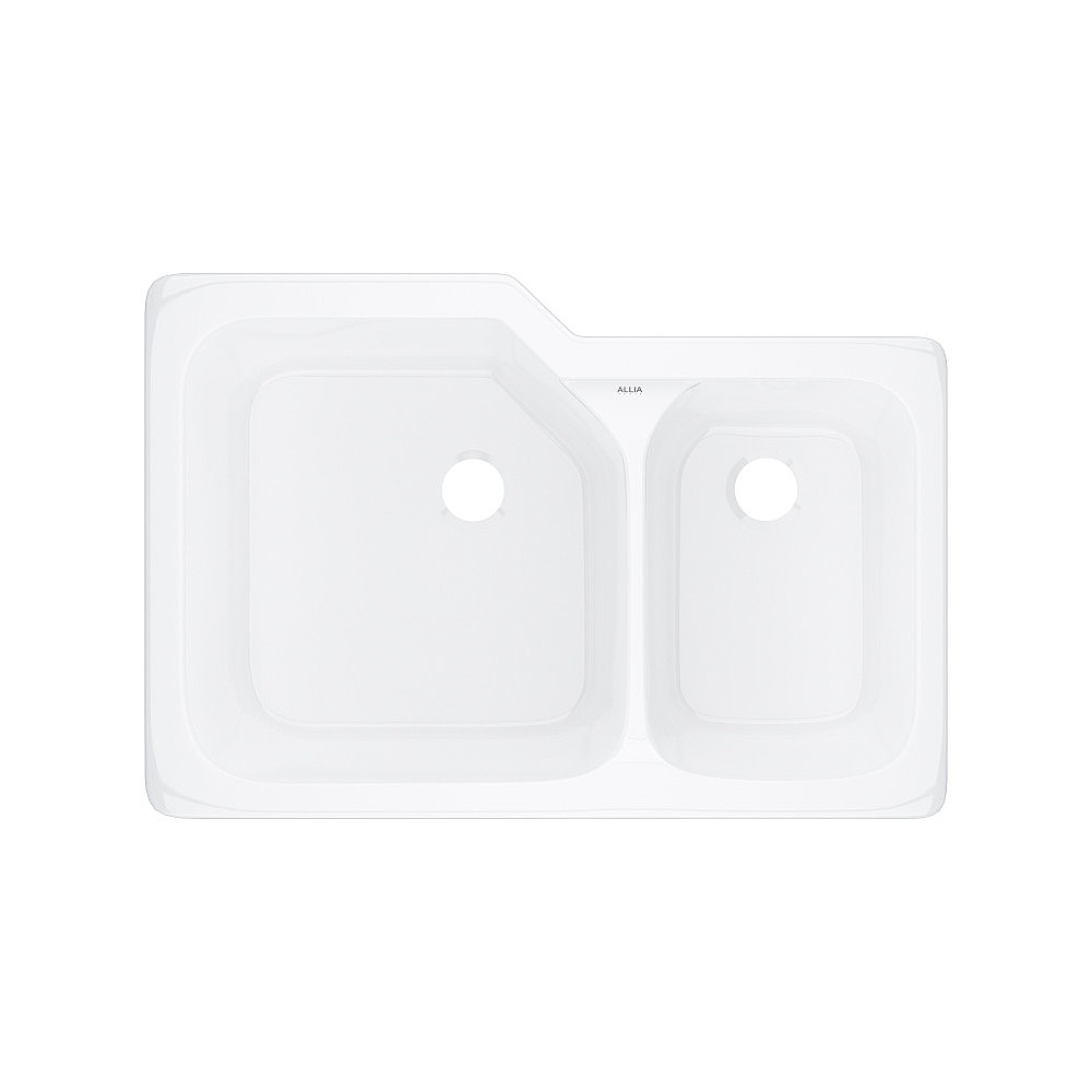 Rohl 6337-00 Allia™ 33" Fireclay 2 Bowl Undermount Kitchen Sink - White