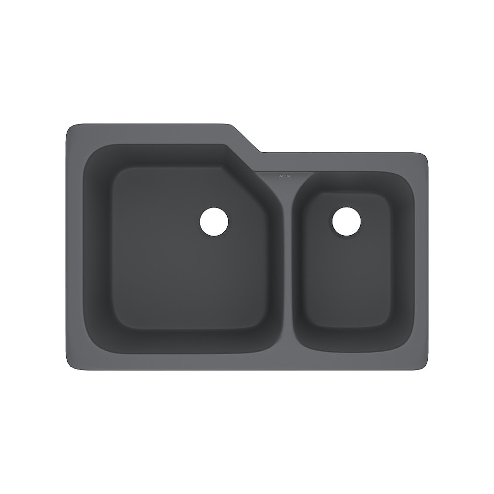 Rohl 6337-04 Allia™ 33" Fireclay 2 Bowl Undermount Kitchen Sink - Satin Grey