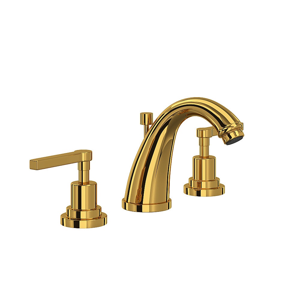 Rohl A1208LMULB-2 Lombardia® Widespread Lavatory Faucet With C-Spout - Unlacquered Brass