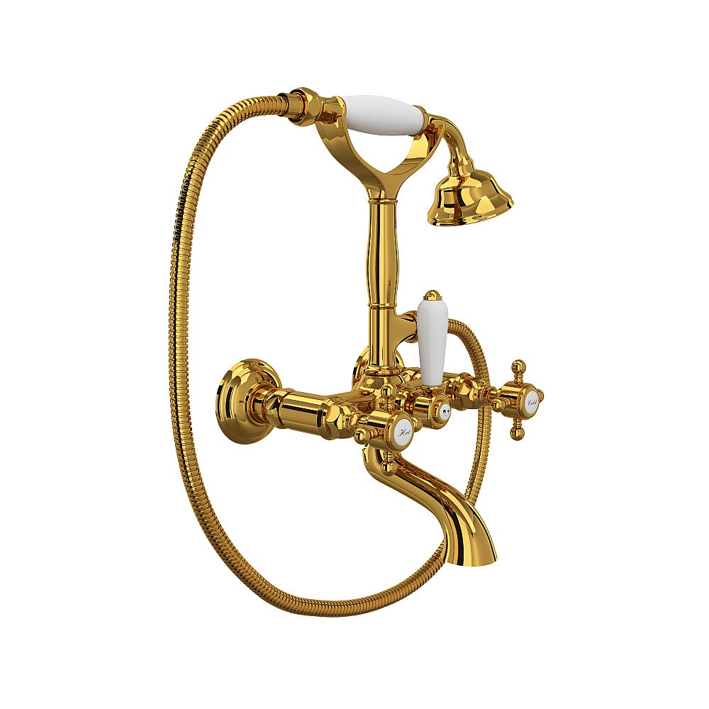 Rohl A1401XMULB Exposed Wall Mount Tub Filler - Unlacquered Brass