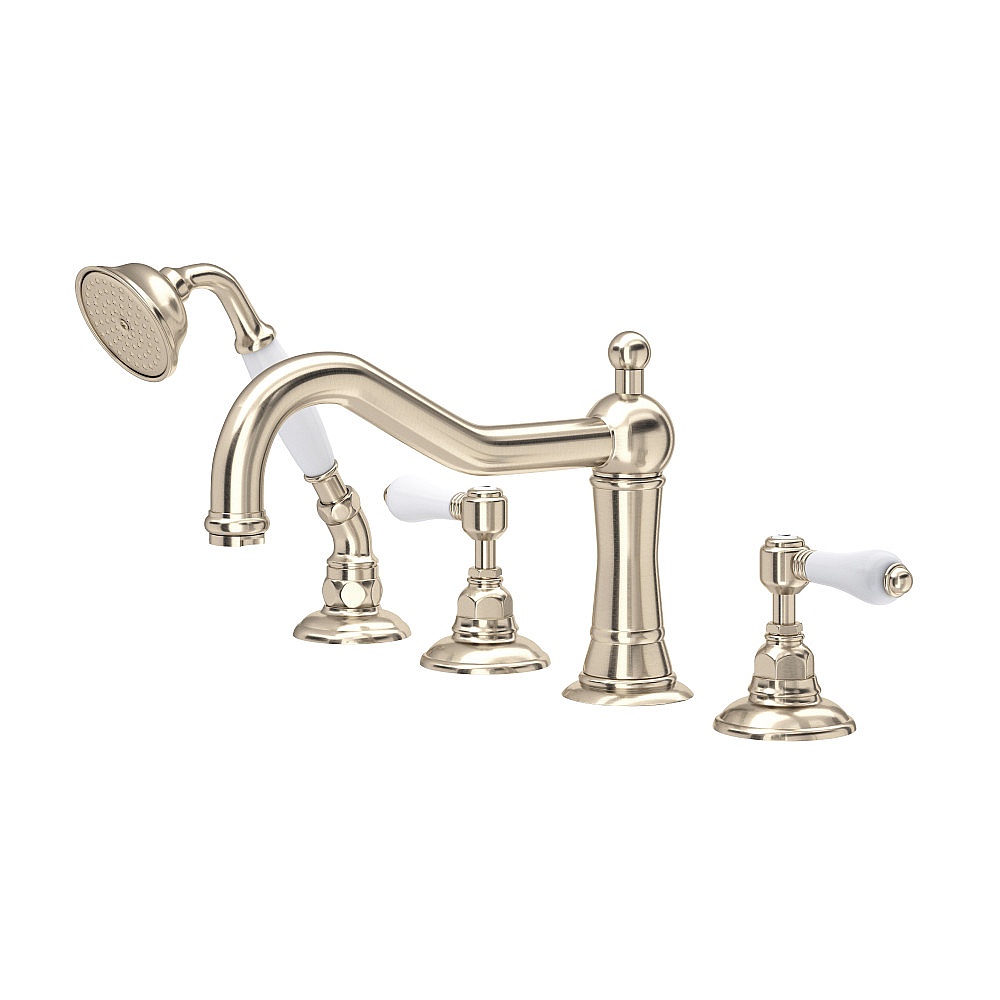 Rohl A1404LPSTN Acqui® 4-Hole Deck Mount Tub Filler - Satin Nickel