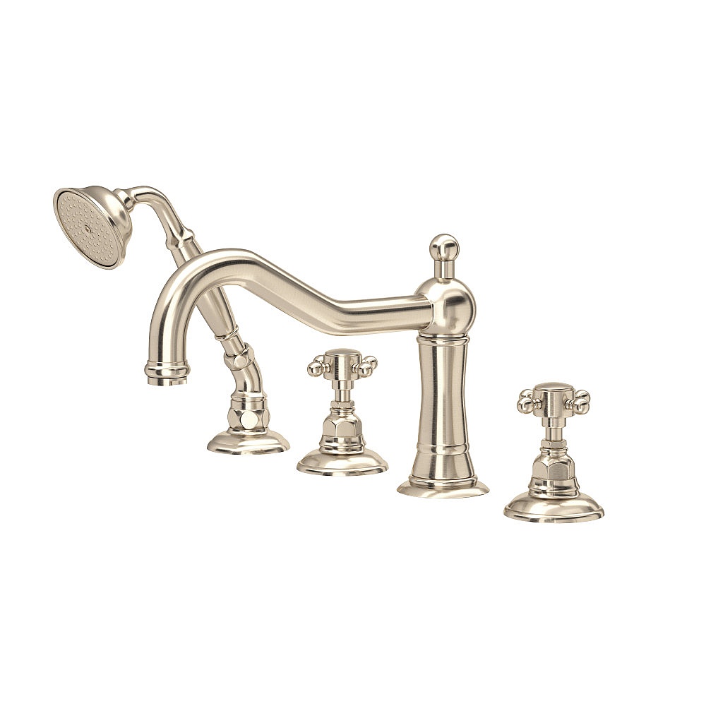 Rohl A1404XMSTN Acqui® 4-Hole Deck Mount Tub Filler - Satin Nickel