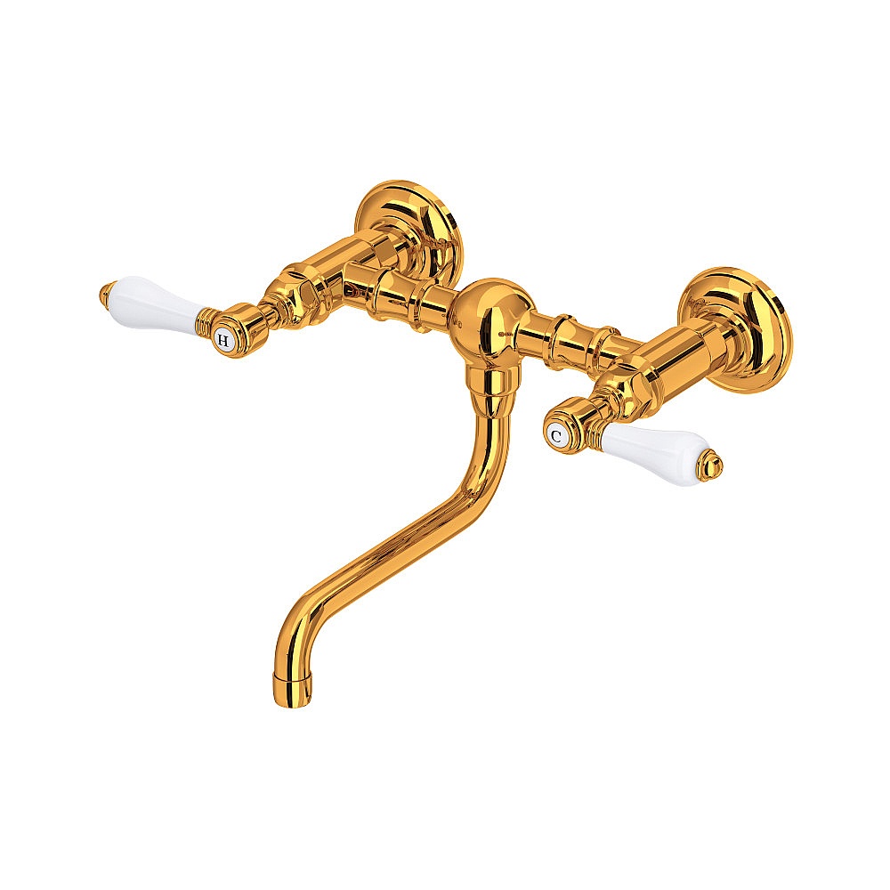 Rohl A1405/44LPIB-2 Acqui® Wall Mount Bridge Lavatory Faucet - Italian Brass