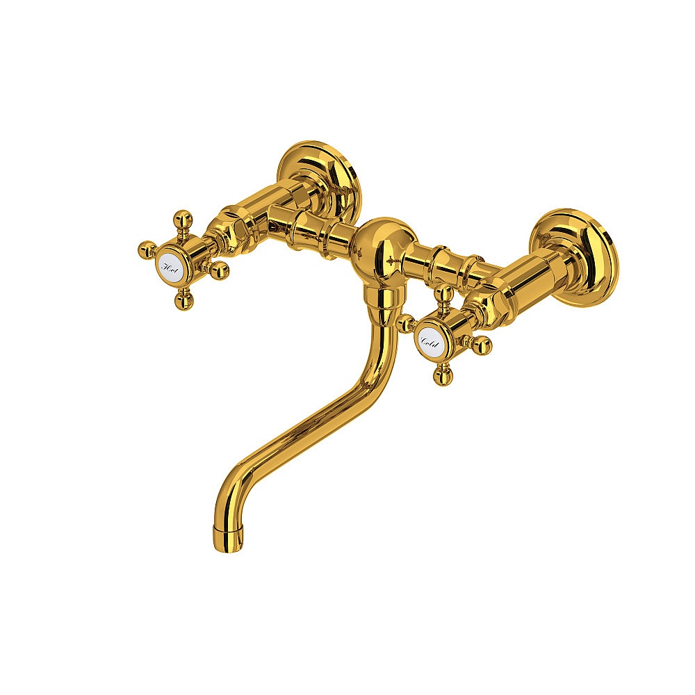 Rohl A1405/44XMULB-2 Acqui® Wall Mount Bridge Lavatory Faucet - Unlacquered Brass