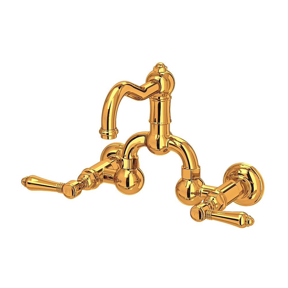 Rohl A1418LMIB-2 Acqui® Wall Mount Bridge Lavatory Faucet With Column Spout - Italian Brass