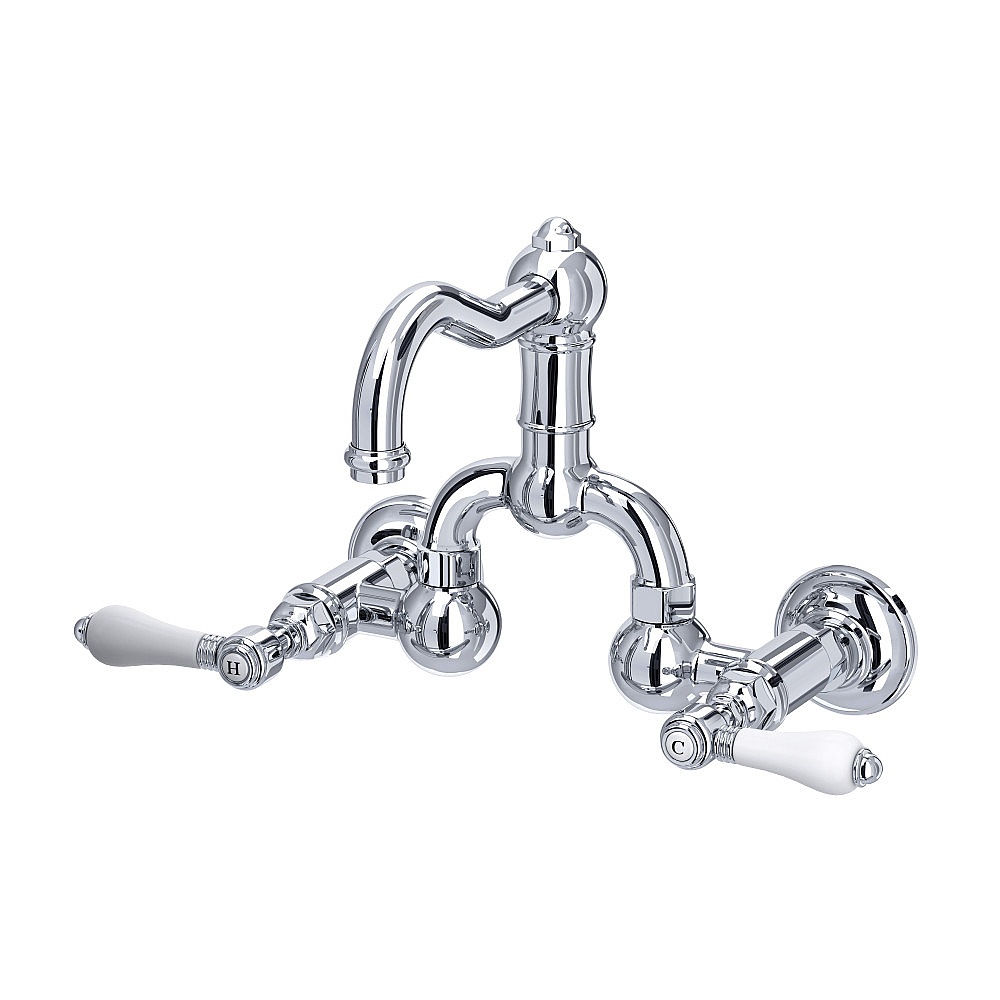 Rohl A1418LPAPC-2 Acqui® Wall Mount Bridge Lavatory Faucet With Column Spout - Polished Chrome