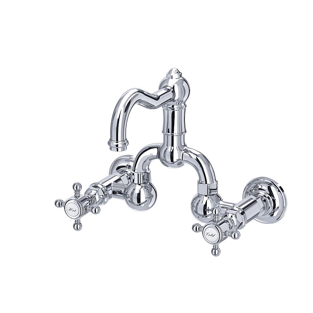 Rohl A1418XMAPC-2 Acqui® Wall Mount Bridge Lavatory Faucet With Column Spout - Polished Chrome
