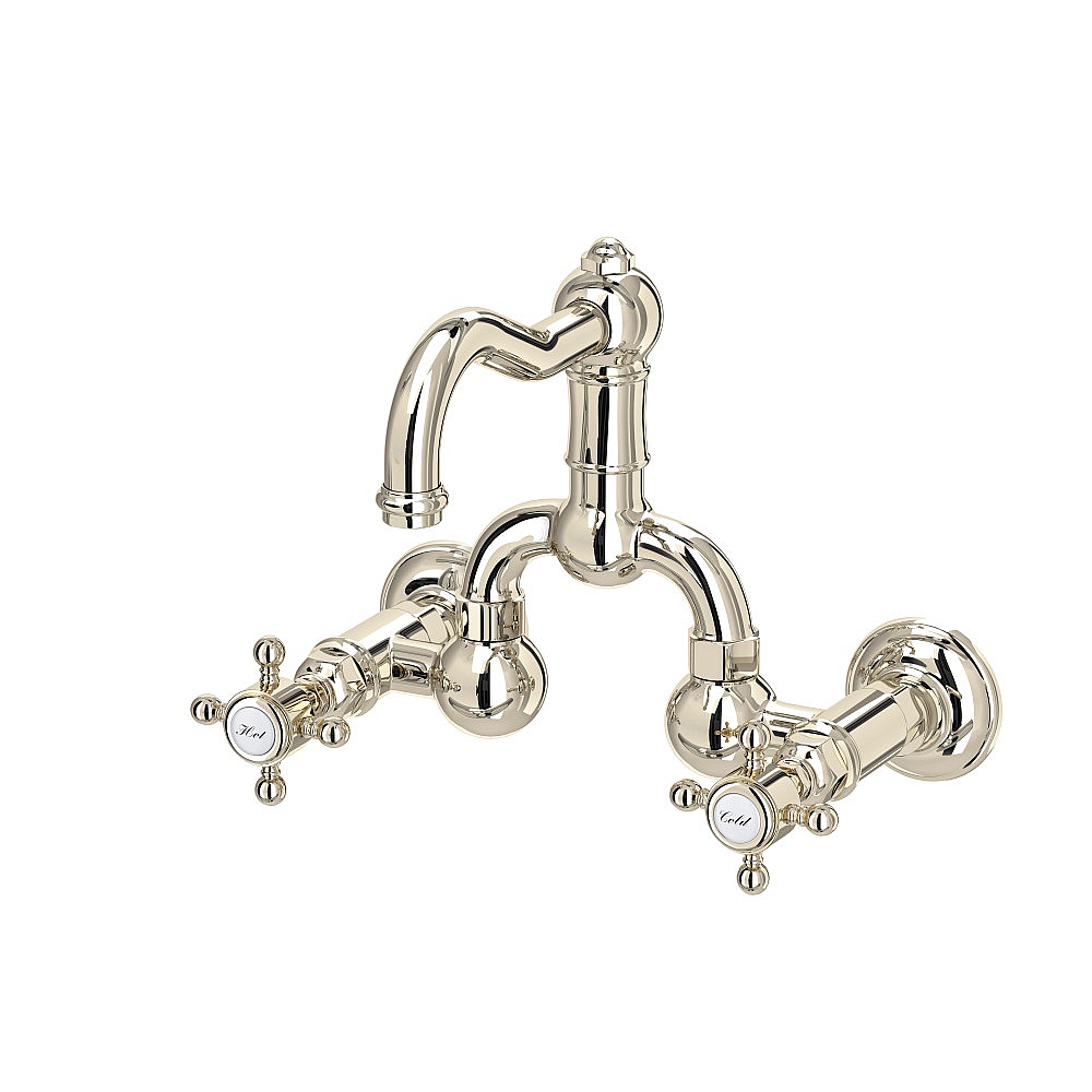 Rohl A1418XMPN-2 Acqui® Wall Mount Bridge Lavatory Faucet With Column Spout - Polished Nickel