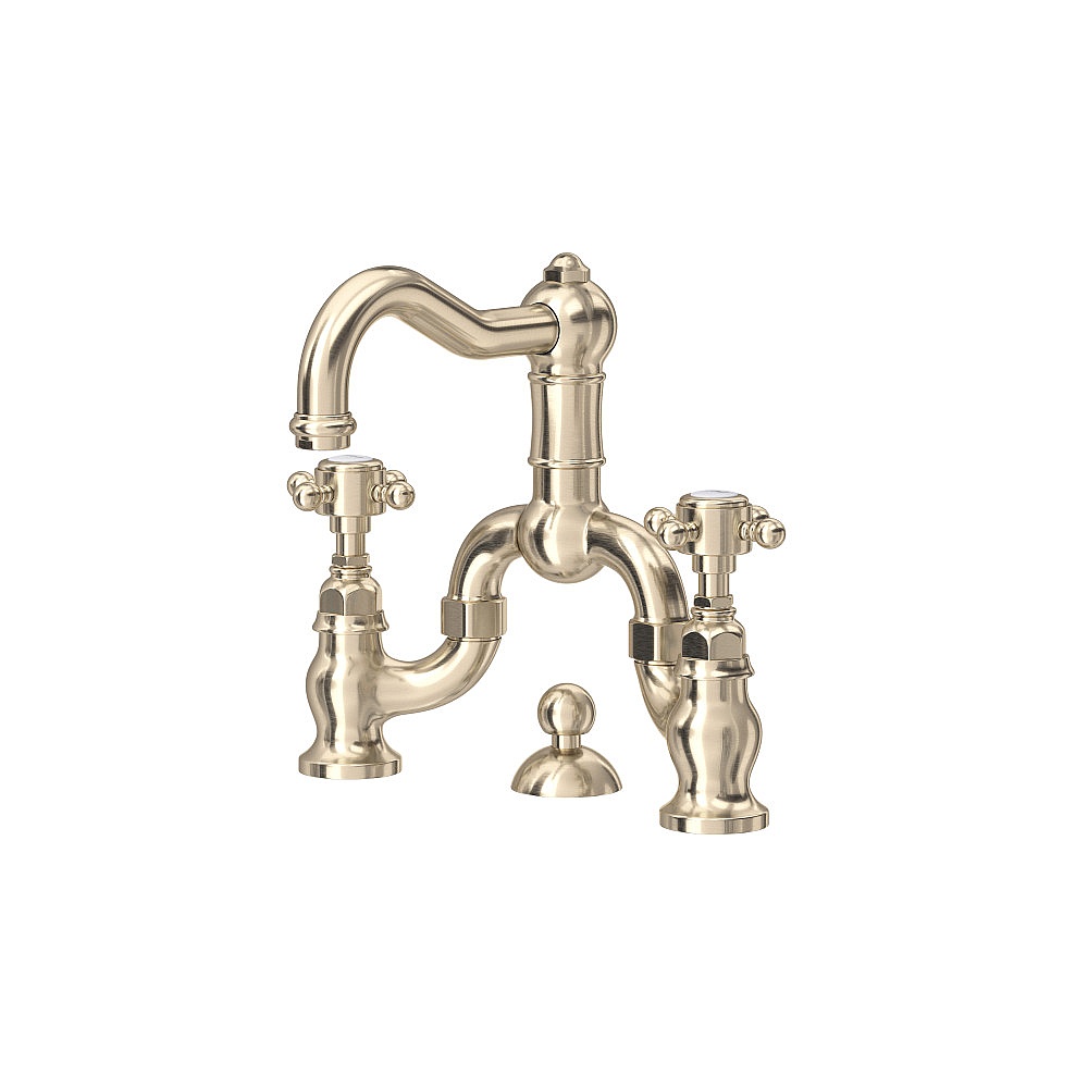 Rohl A1419XMSTN-2 Acqui® Bridge Lavatory Faucet - Satin Nickel