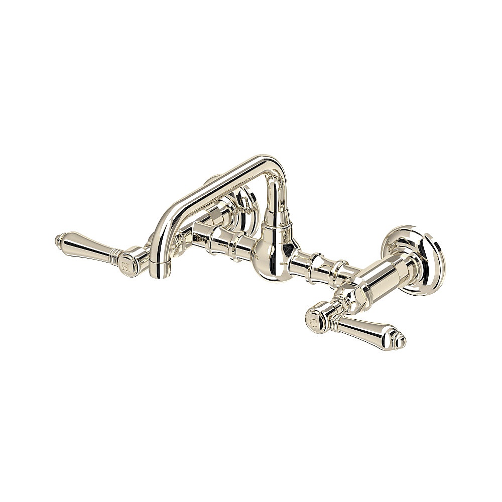 Rohl A1423LMPN-2 Acqui® Wall Mount Bridge Lavatory Faucet With U-Spout - Polished Nickel