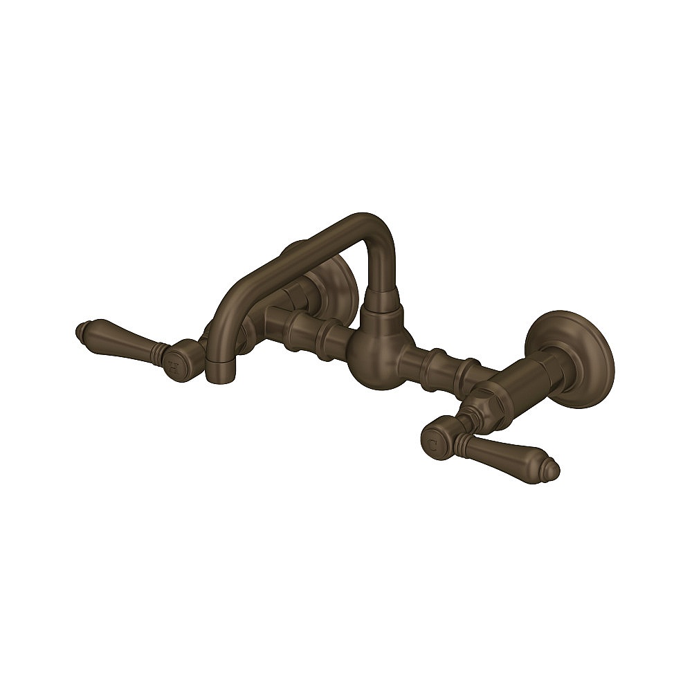 Rohl A1423LMTCB-2 Acqui® Wall Mount Bridge Lavatory Faucet With U-Spout - Tuscan Brass