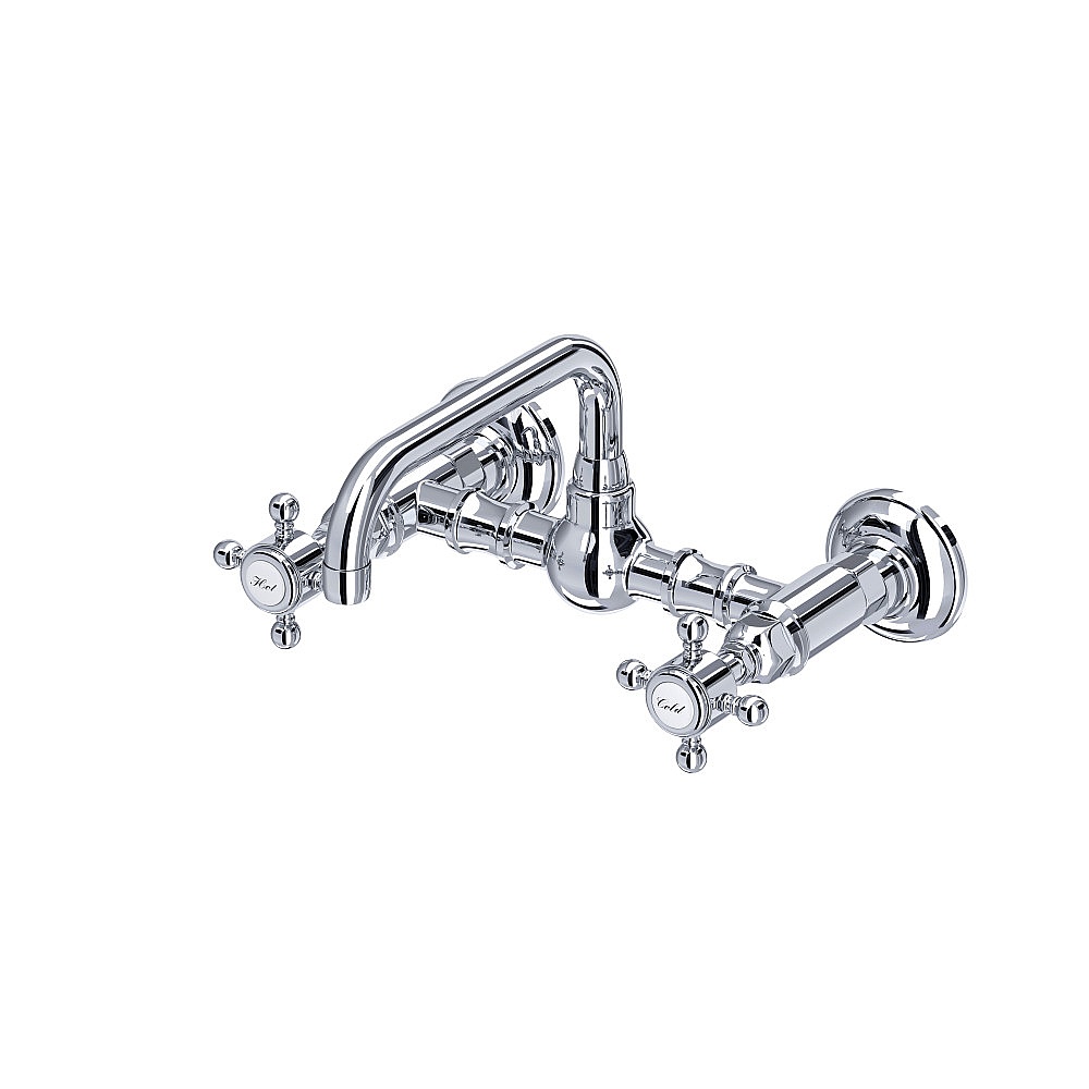 Rohl A1423XMAPC-2 Acqui® Wall Mount Bridge Lavatory Faucet With U-Spout - Polished Chrome