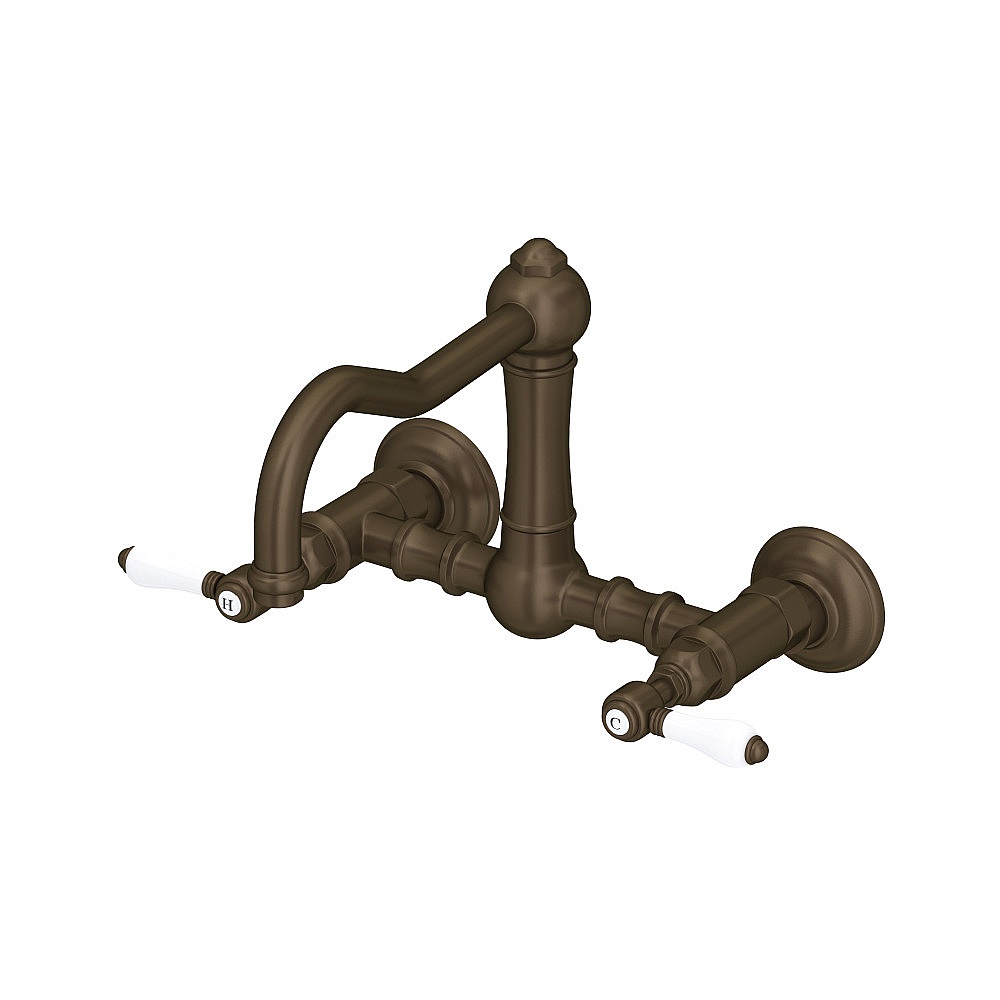 Rohl A1456LPTCB-2 Acqui® Wall Mount Bridge Kitchen Faucet With Column Spout - Tuscan Brass