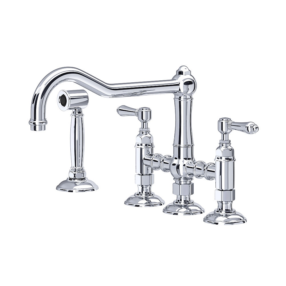 Rohl A1458LMWSAPC-2 Acqui® Bridge Kitchen Faucet With Side Spray - Polished Chrome