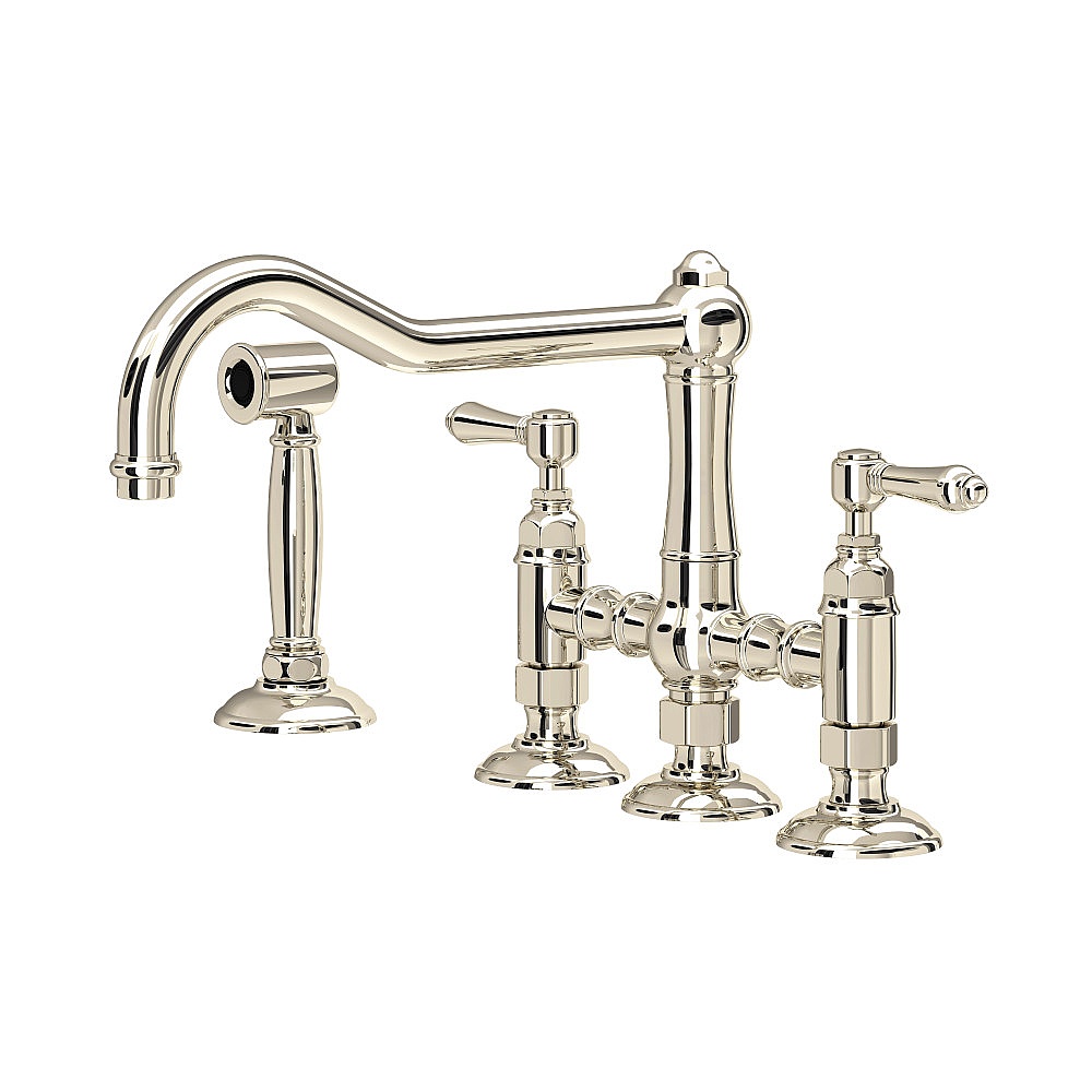 Rohl A1458LMWSPN-2 Acqui® Bridge Kitchen Faucet With Side Spray - Polished Nickel