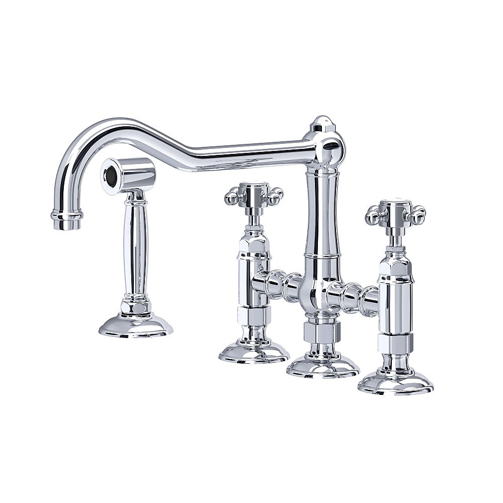 Rohl A1458XMWSAPC-2 Acqui® Bridge Kitchen Faucet With Side Spray - Polished Chrome