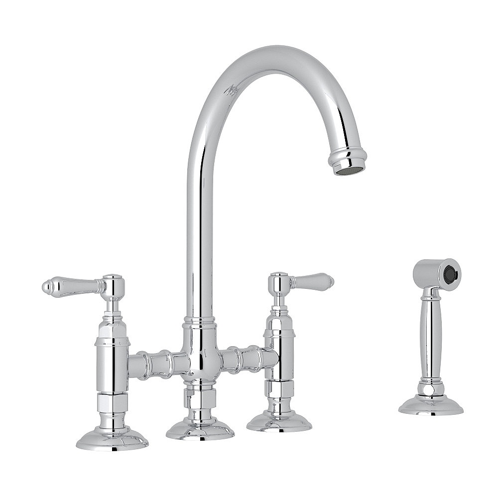 Rohl A1461LMWSAPC-2 San Julio® Bridge Kitchen Faucet With Side Spray - Polished Chrome